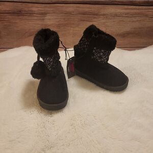 NWT Swiggles faux fur black & silver toddler boots